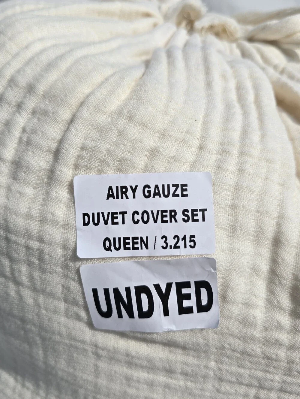 Quince FULL / QUEEN Organic Cotton Gauze Airy Duvet Cover Set & 2 Shams Undyed